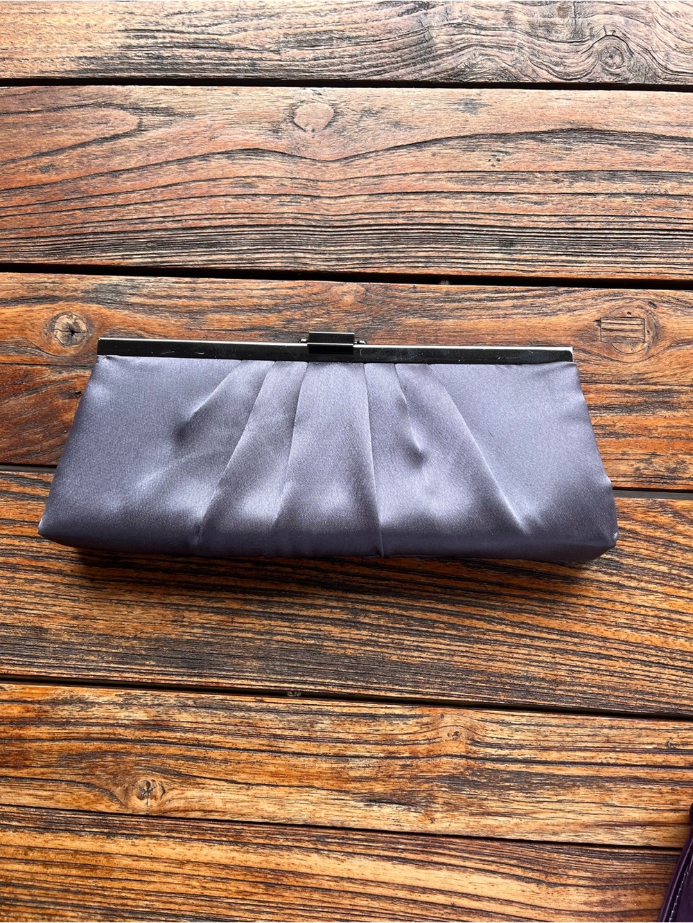 Jessica McClintock Satin Pleated Clutch - Gray